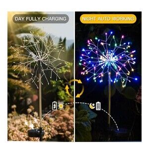 2 pack Starburst Stake Lights Garden Patio Pathway Multicolor Solar Multi Modes